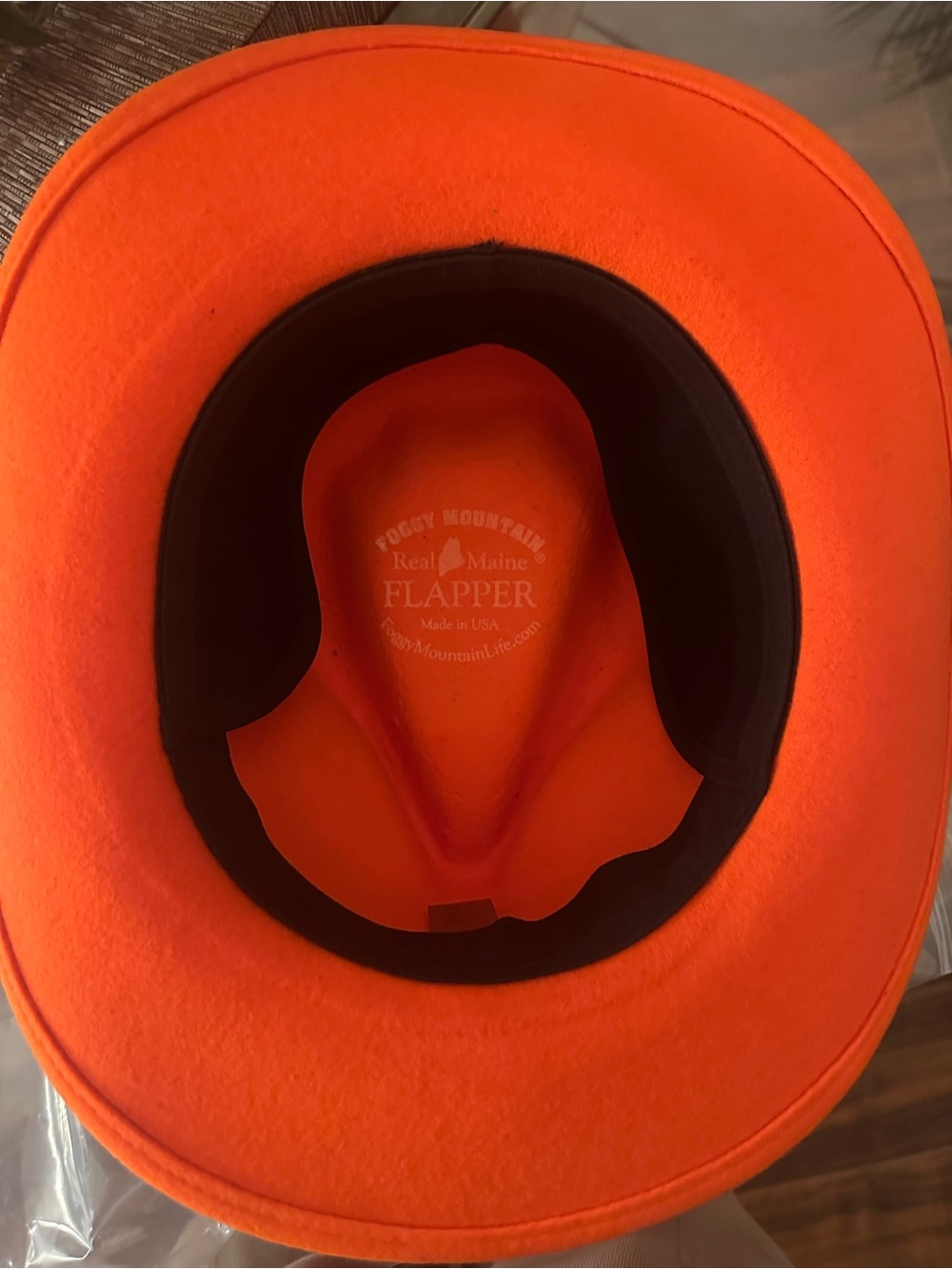 Foggy Mountain Maine Blaze Orange Western Cowboy Hunting Flapper Hat 100% Wool M - Picture 3 of 9